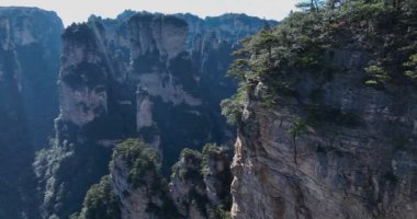 Sarp kayalıklar yemyeşil ağaçlarla çevrili