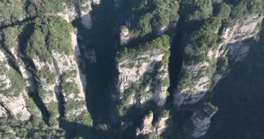 Kayalık kayalıkların ve yeşilliklerin havadan görünüşü