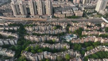 Aerial view of modern architecture in city of China