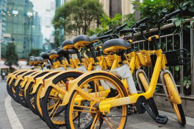 Sarı bisiklet Shenzhen şehrinde, Çin 'de