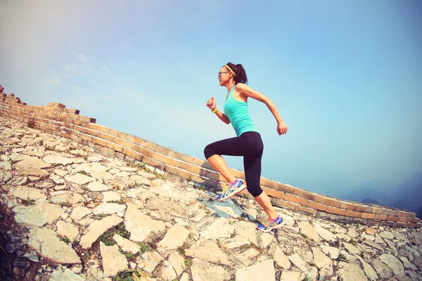 Woman on Chinese great wall — Stock Photo, Image