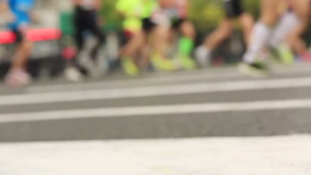 Maratończycy biegający po drogach — Wideo stockowe