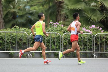 Maraton koşucuları yolda koşuyor