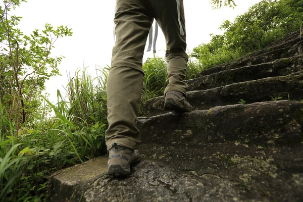 Frau wandert auf Treppe — Stockfoto