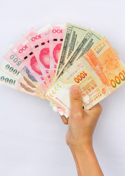 Hand with money banknotes