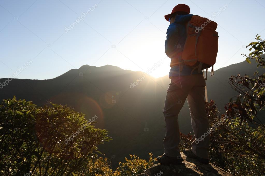 successful woman hiker