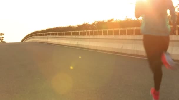 道路で走っているフィットネス女性 — ストック動画