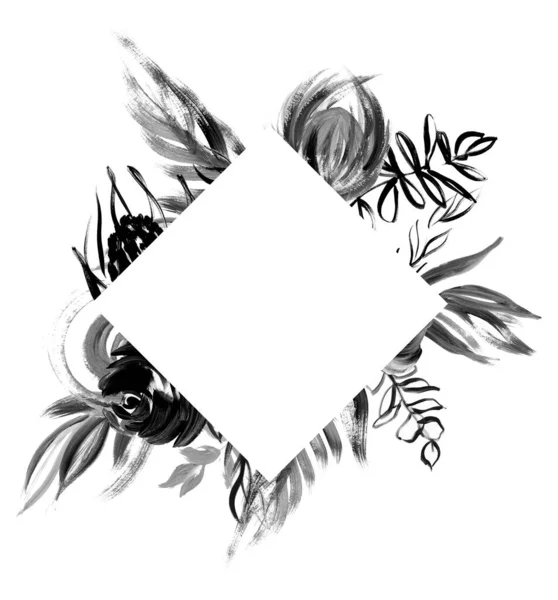 Черная Цветочная Рамка Elegant Абстрактный Логотип Плакаты Этикетки Значки Принты — стоковое фото