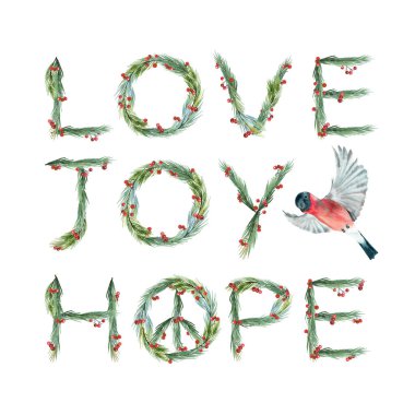 2021 yeni yıl sembolü, suluboya barış işareti, 2021 Joy Love Hope tebrik kartları, süblimleşme baskısı, çıkartmalar, tişörtler