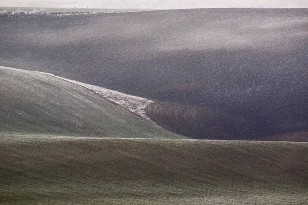 Distant Slightly Snowy Barren Landscape — Stok fotoğraf