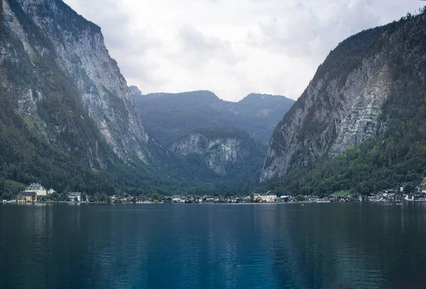 Blick Auf Hallstatter Dorf Und Hallstatter See Österreich Salzkammergut — Stockfoto