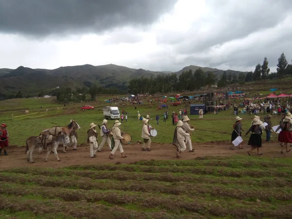 Pasacalles Con Danzas Musicos Animales Oriundos Sierra Del Peru Por — Stockfoto