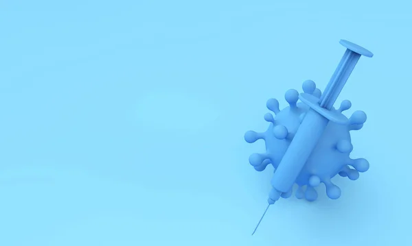 Έννοια εμβολιασμού. Ιός του κερατοειδούς με σύριγγα ένεσης. 3D απόδοση — Φωτογραφία Αρχείου