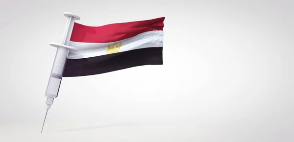 Vaccinatie vaccinatiespuit met egypt vlag. 3D-weergave — Stockfoto