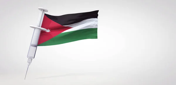 Seringa de imunização vacinal com bandeira da Jordânia. Renderização 3D — Fotografia de Stock