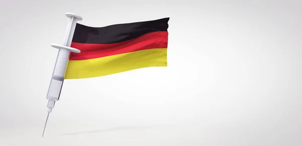 Impfspritze mit Deutschlandfahne. 3D-Rendering — Stockfoto