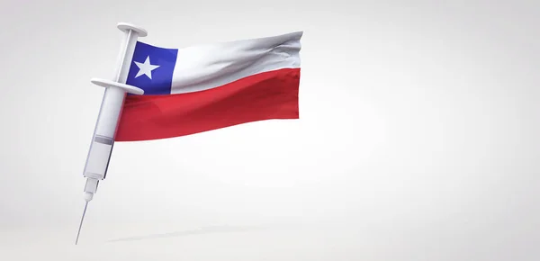 Jeringa de vacunación con bandera de chile. Renderizado 3D —  Fotos de Stock