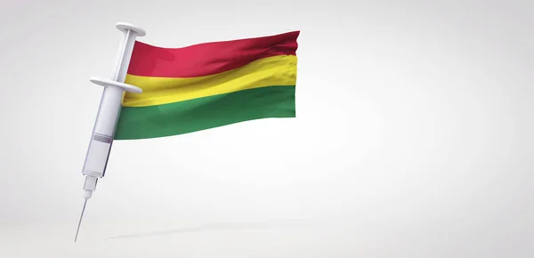 Seringue de vaccination avec drapeau bolivia. Rendu 3D — Photo