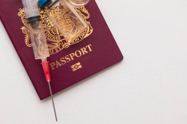Birleşik Krallık Coronavirus aşısı seyahat pasaportu konsepti