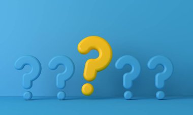 Kalabalığın önünde duran soru işareti işareti. 3B Hazırlama