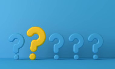 Kalabalığın önünde duran soru işareti işareti. 3B Hazırlama