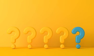 Kalabalığın önünde duran soru işareti işareti. 3B Hazırlama