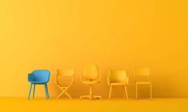 Takım liderliği. Diğerlerinden tek kişilik sandalye. 3B görüntüleme