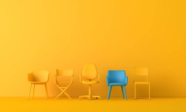 Takım liderliği. Diğerlerinden tek kişilik sandalye. 3B görüntüleme