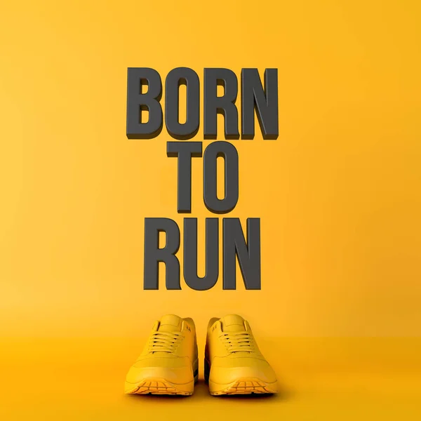 Рожден, чтобы бегать мотивационные тренировки фитнес черно-желтый баннер — стоковое фото