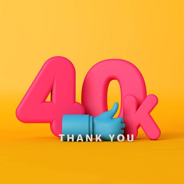 Thank you 40 thousand followers. social media banner. 3D Rendering