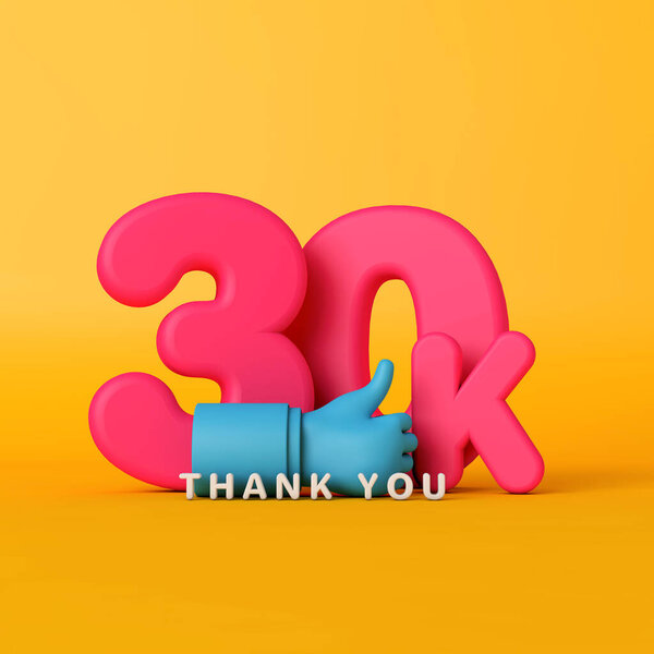 Thank you 30 thousand followers. social media banner. 3D Rendering