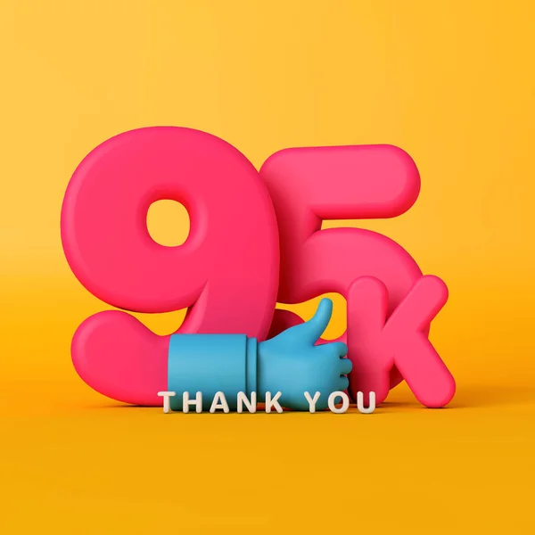 Thank you 95 thousand followers. social media banner. 3D Rendering — Stock Photo, Image