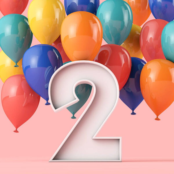 С днем рождения, воздушные шары. 3D рендеринг