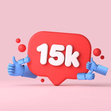 15 bin takipçi sosyal medya afişi. 3B Hazırlama