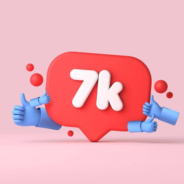 7000 takipçi sosyal medya afişi. 3B Hazırlama