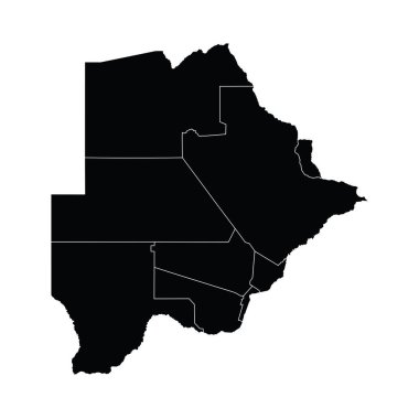 Bölgesel alanlara sahip Botswana ülke haritası vektörü