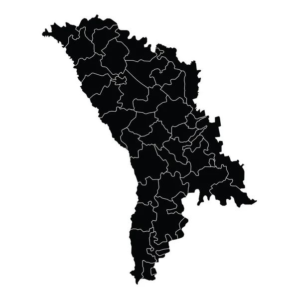 Moldova paese mappa vettoriale con aree regionali — Vettoriale Stock