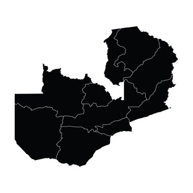 Bölgesel alanlara sahip Zambiya ülke haritası vektörü