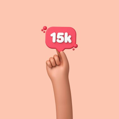 Elinde 15 bin dolarlık sosyal medya takipçisi afişi var. 3B Hazırlama