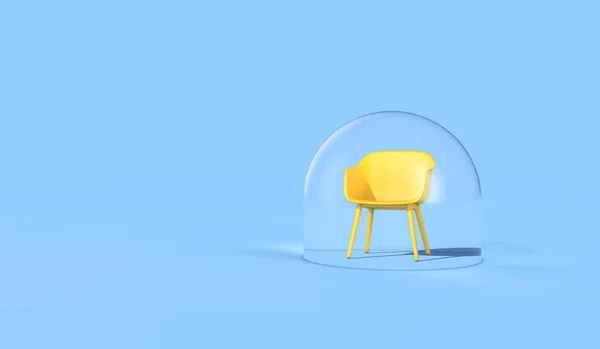 Coronavirus office business bubble. Chair in a protective bubble 3D Rendering — Stock Photo, Image