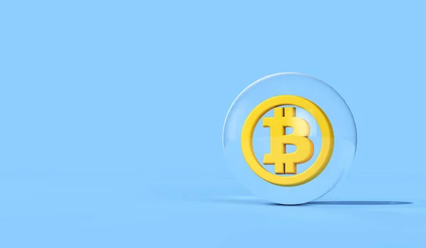 Burbuja criptomoneda Bitcoin. Logo de Bitcoin dentro de una burbuja. Renderizado 3D — Foto de Stock