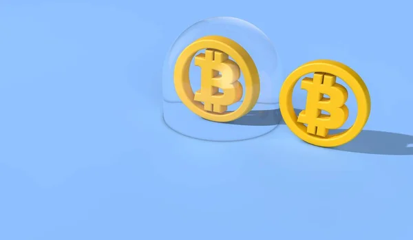 Bitcoin cryptocurrency bubble. Logo Bitcoin di dalam gelembung. Perenderan 3D — Stok Foto