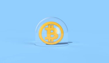 Bitcoin kripto para balonu. Balonun içindeki Bitcoin logosu. 3B Hazırlama