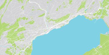 Şehir vektör şehir haritası neuchatel, İsviçre, Avrupa