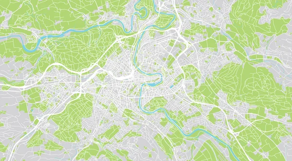Mapa da cidade de vetor urbano de Berna, Suíça, Europa — Vetor de Stock
