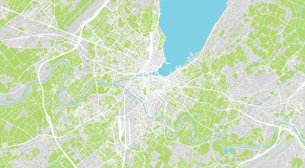 Mapa da cidade de vetores urbanos de Geneve, Suíça, Europa — Vetor de Stock