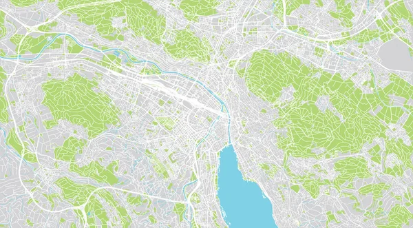 Miejska mapa Zurych, Szwajcaria, Europa — Wektor stockowy