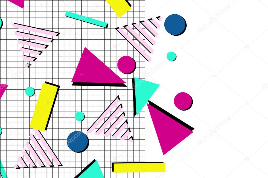 Classic 1980s and 1990s retro graphic pattern background