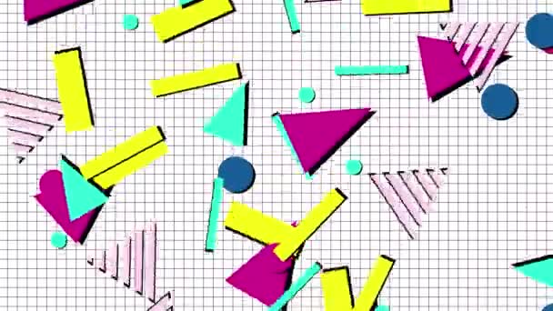 Classic 1980s and 1990s retro graphic pattern background — Stock Video