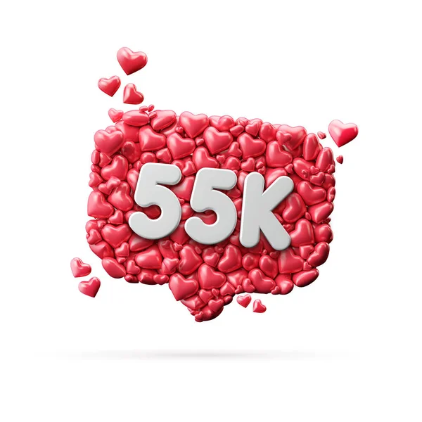 55 mil influenciadores de mídia social assinam ou seguem banner. Renderização 3D — Fotografia de Stock